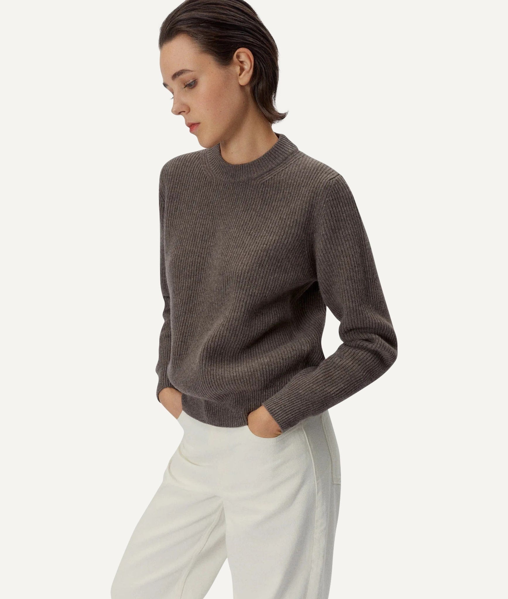 The Woolen Ribbed Sweater - Ecru / M