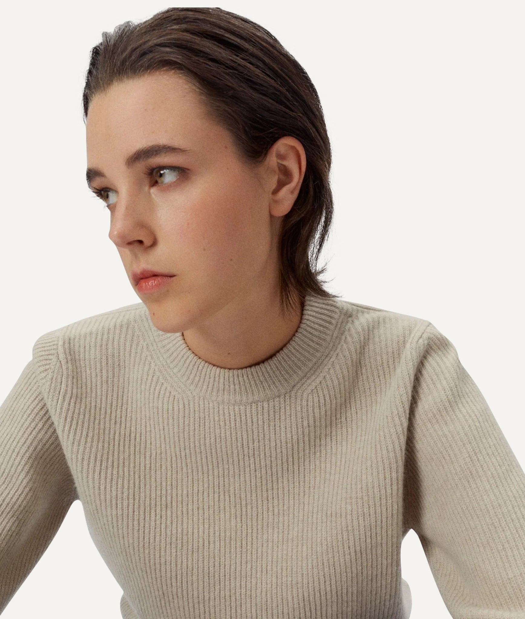 The Woolen Ribbed Sweater - Ecru / M