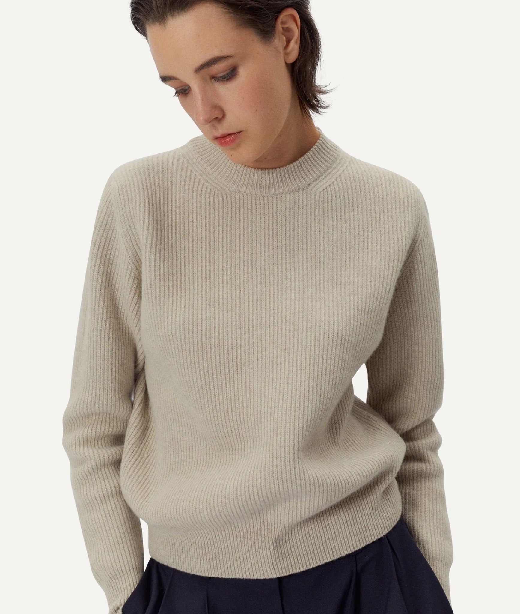 The Woolen Ribbed Sweater - Ecru / M