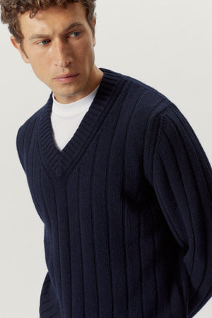 Blue Navy | The Woolen Vintage V-Neck