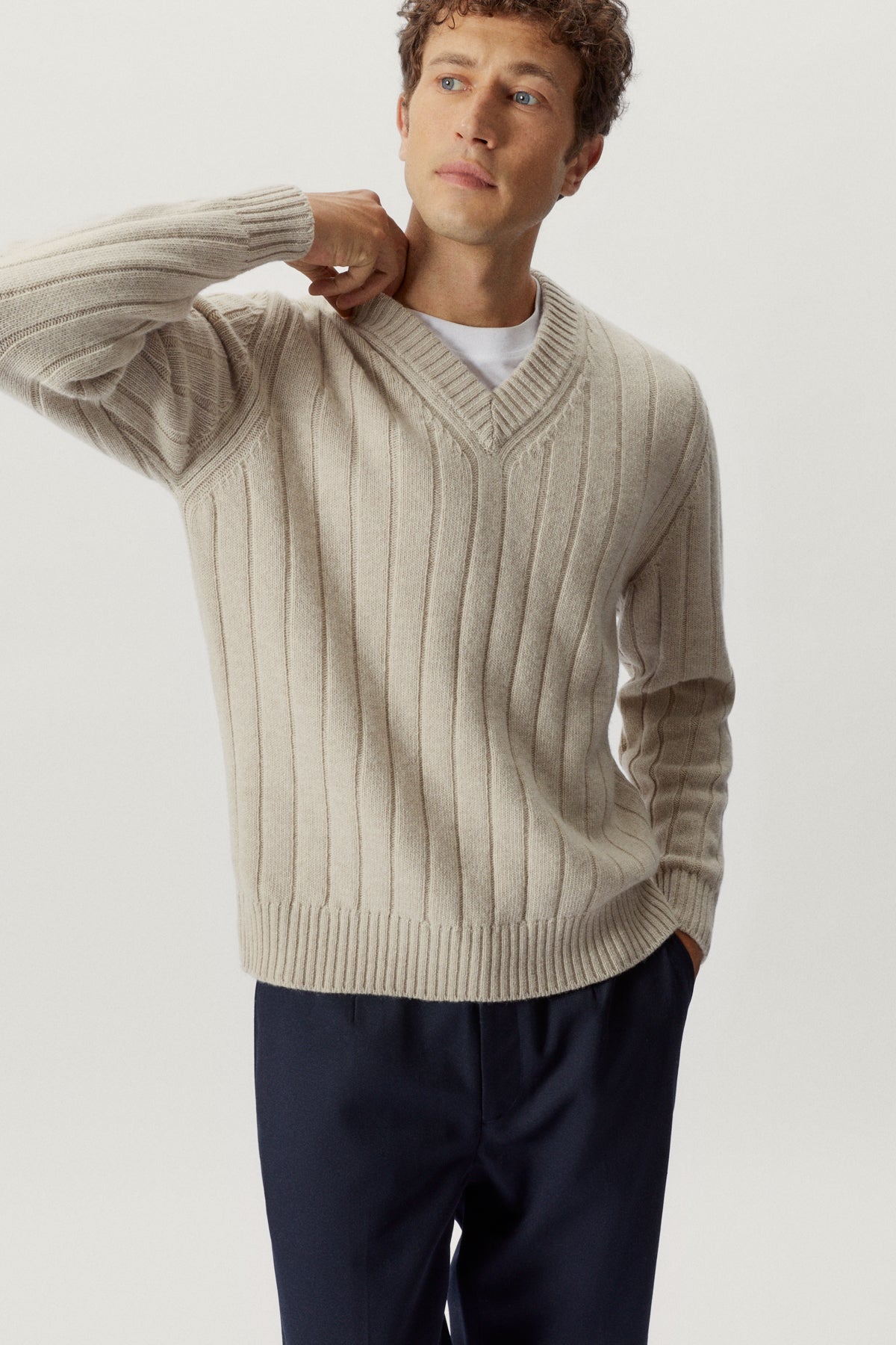 Ecru | The Woolen Vintage V-Neck