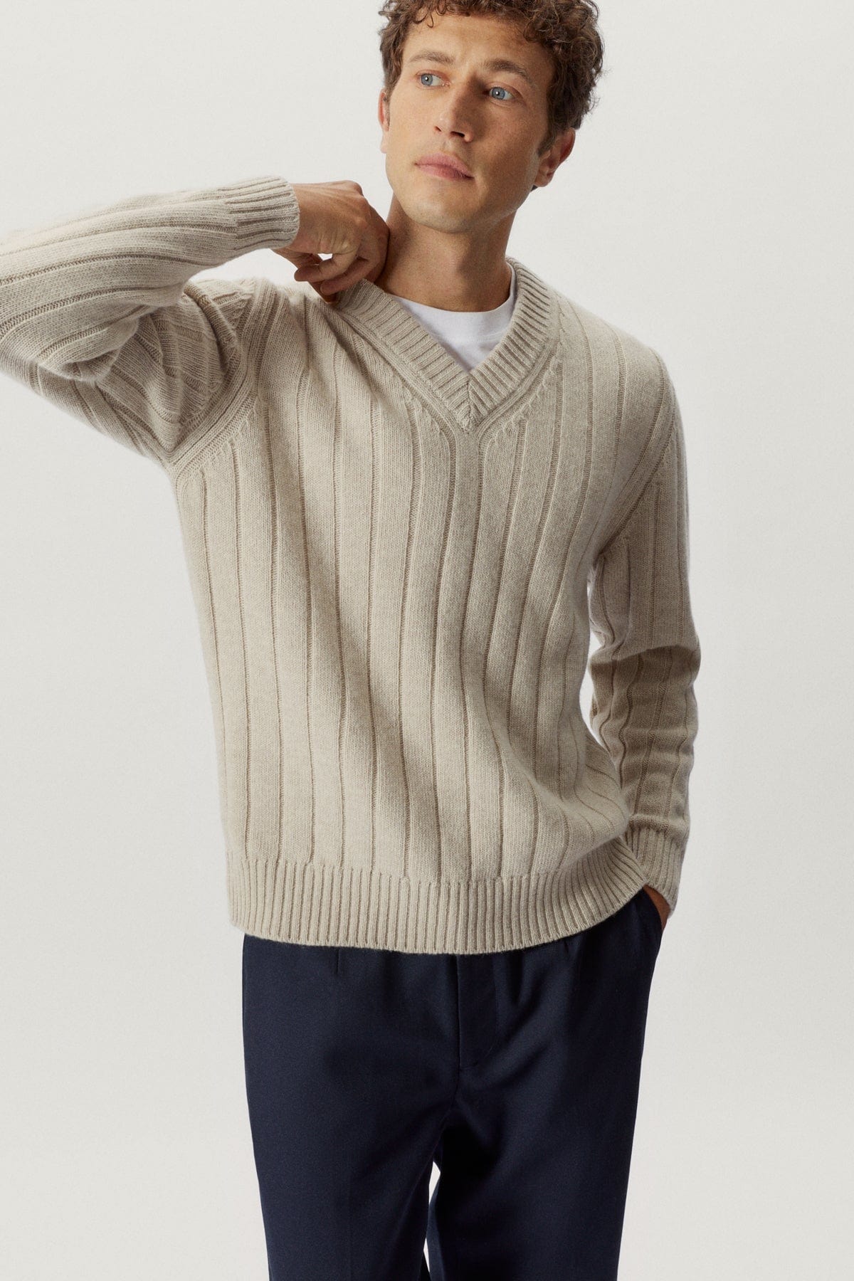 Ecru | The Woolen Vintage V-Neck