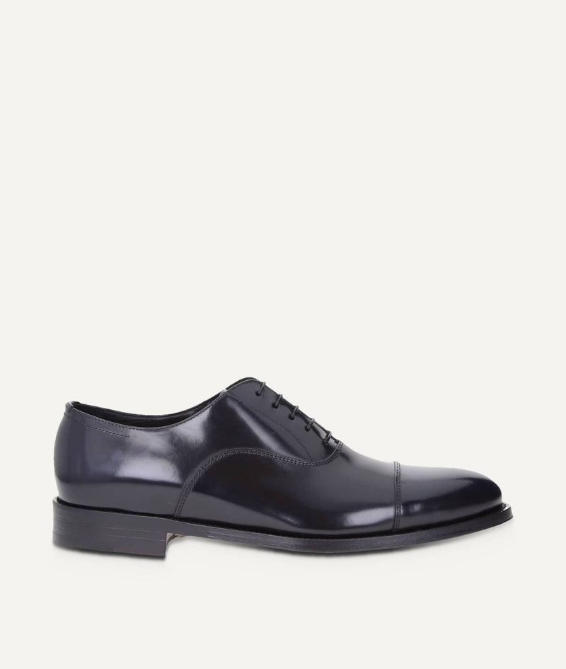 Lanciotti de Verzi Cap-Toe Oxford in Brushed Calf Leather – Navy – side view
