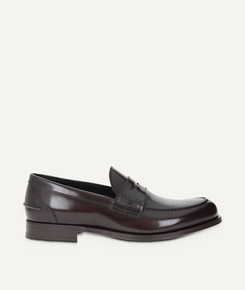 Lanciotti de Verzi College Loafer in Brushed Calf Leather – Dark Brown – side view