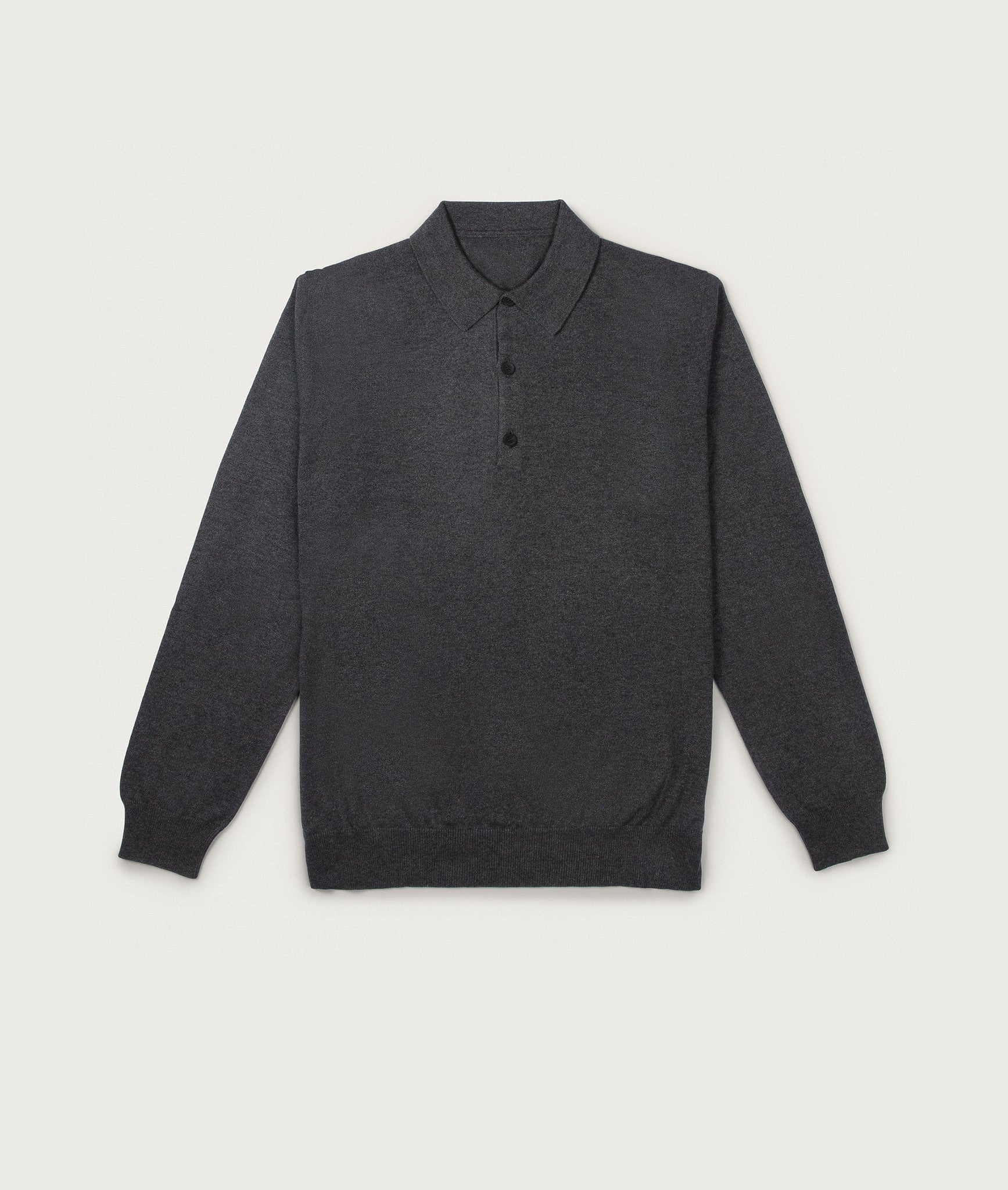 Long Sleeve Polo in Cotton and Cashmere
