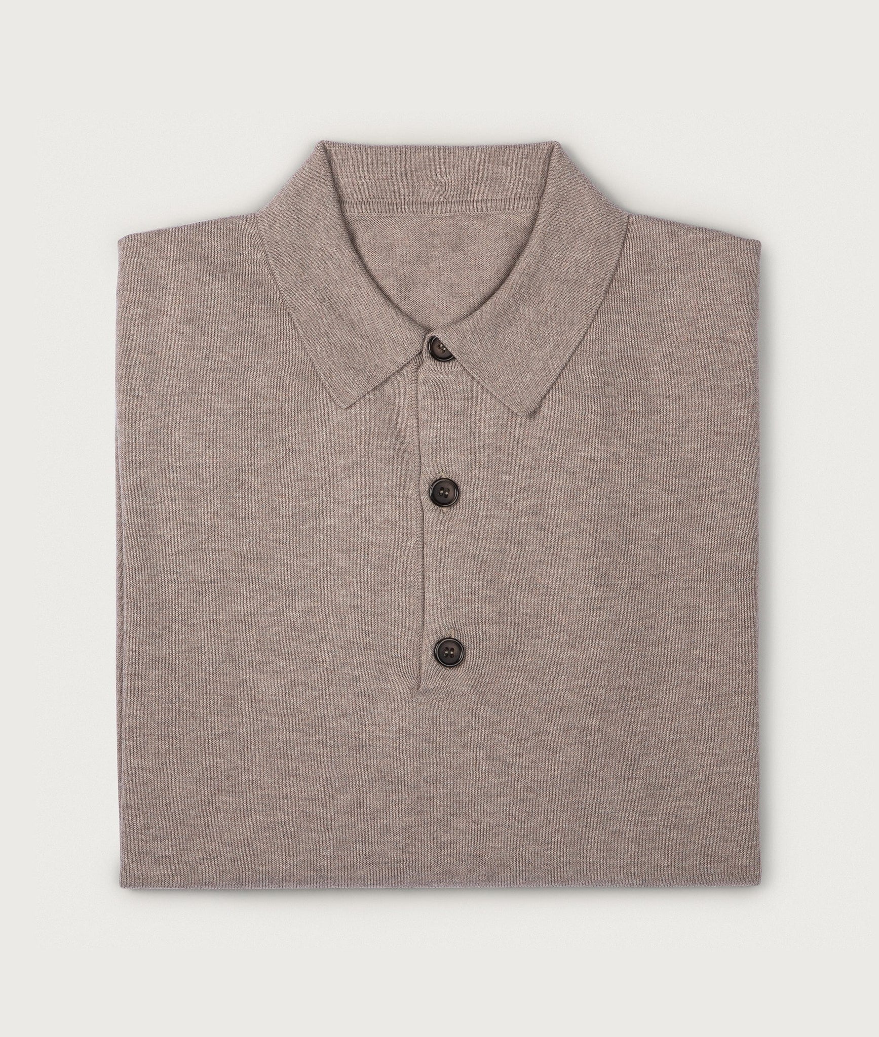 Long Sleeve Polo in Cotton and Cashmere