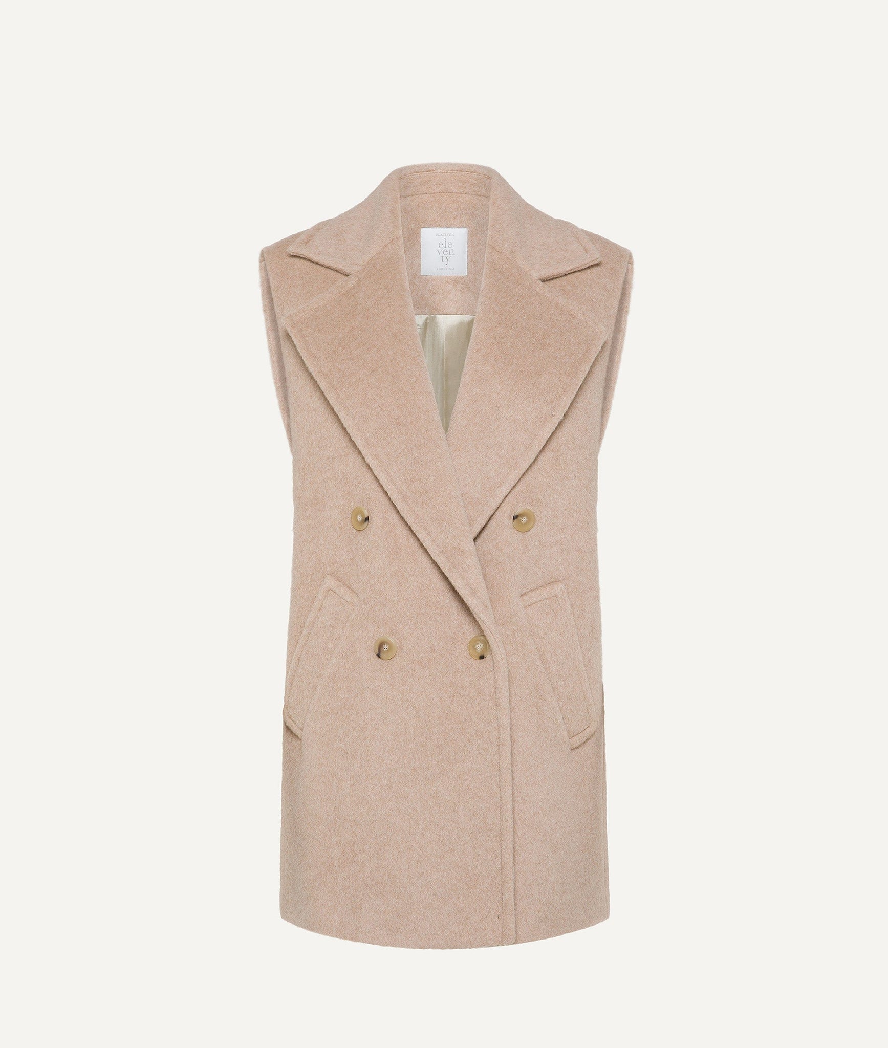 Eleventy - Sleeveless Double Breasted Coat in Alpaca & Wool