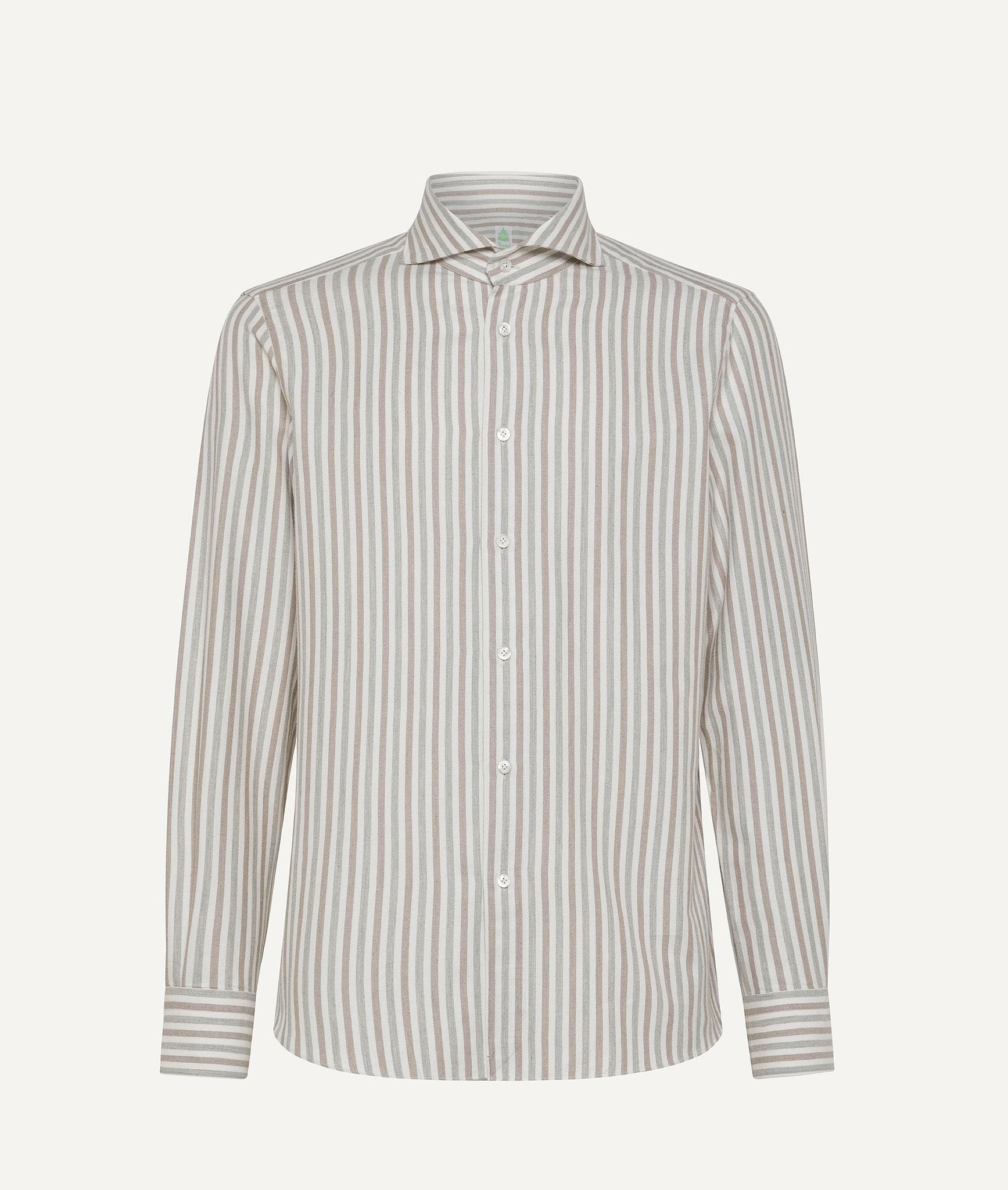 Finamore - Striped Shirt in Cotton and Cashmere