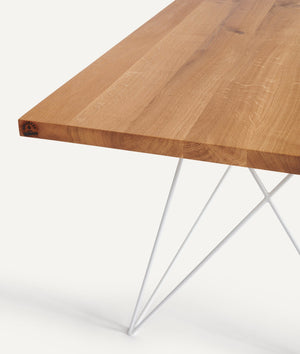 Table in Wood with Table Frame in White Powder Coated Tubes