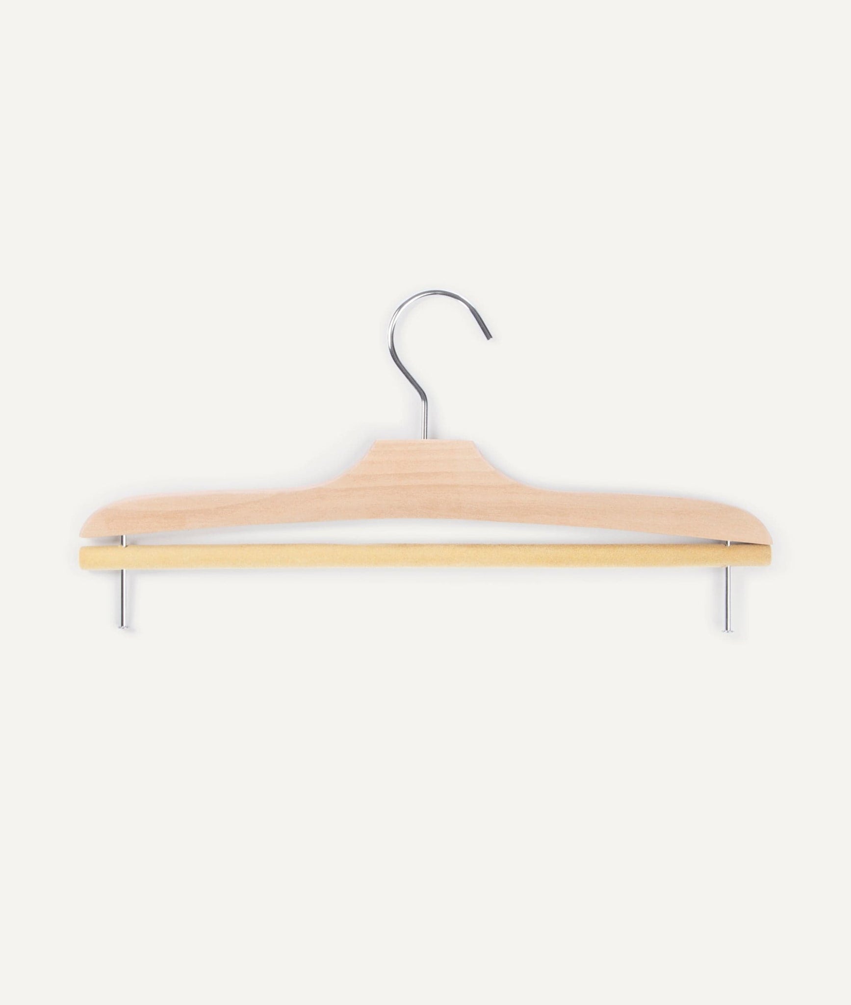 Clothes Hanger with Bar in Wood and Nickel - 5 pz.